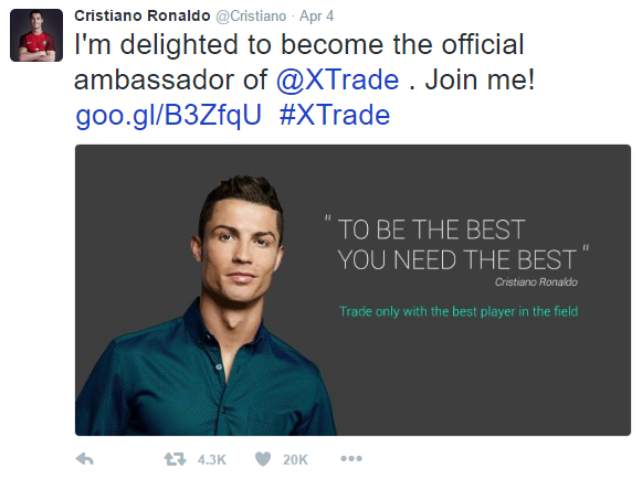 Cristiano Ronaldo_Xtrade_Twitter